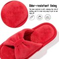 thumbnail image 3 of Knivor Open Toe Bow House Slippers for Women Soft Coral Fleece Non Slip Flat Indoor Slide Slippers for Bedroom Lounge, 3 of 9