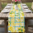 thumbnail image 4 of Watercolor Lemons Table Runner 72 Inches, Summer Blue Yellow Checkered Geo Bed Runner Dresser Scarves Tabletop for Indoor Outdoor Parties/Ceremony/Banquet, 16" x 72", 4 of 9