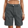 thumbnail image 2 of Mifsaly Womens Utility Cargo Shorts with Flap Pockets High Waisted Outdoor Hiking Shorts Lightweight Breathable Casual Summer Outfits 2026 Gray,L, 2 of 5