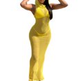 thumbnail image 3 of Vestido Vestido ajustado de mujer Vestido largo de verano de punto Túnica Vestido de malla Ropa de playa Traje Cgtredaw Amarillo S para Mujer, 3 of 6