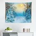 thumbnail image 1 of Winter Tapestry, Winter Landscape on Hills with Snowy Trees and Fluffy Clouds Idyllic Seasonal Image, Fabric Wall Hanging Decor for Bedroom Living Room Dorm, 2 Sizes, Blue White, by Ambesonne, 1 of 1