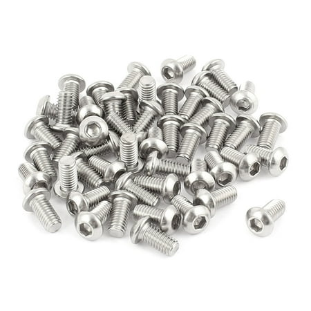 DTGN 50Pcs M6 Button Head Socket Cap Screws Kit – Carbon Steel Black Oxide, 12/16/20/30/40mm Lengths