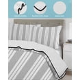 thumbnail image 4 of Quilts Twin-XL Size Bedding Set, Striped Grey Lightweight Quilted Comforter, Farmhouse Line Stripes Classic Soft Reversible Bedspread Coverlet with Pillow Covers for All Season, 68" x 98", 4 of 7