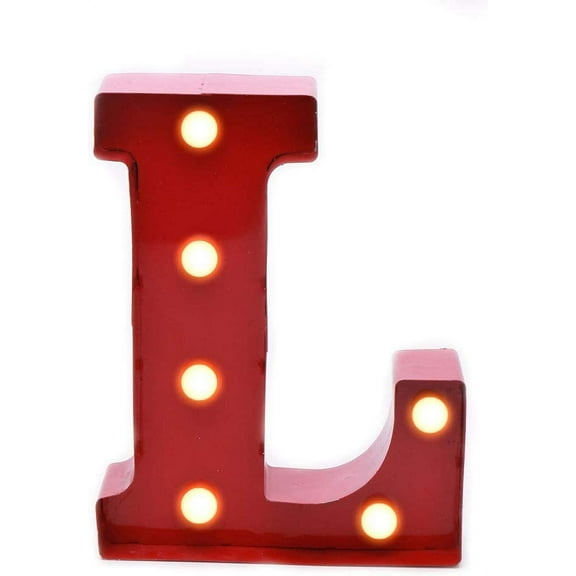 Home by Jackie Inc Decorative Red Vintage Metal Hanging Light up LED Letter “L”