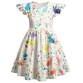 thumbnail image 4 of REDARER Girls Flutter Sleeve Easter Bunny & Floral Print Dress with Elastic Waist Casual Summer Playground School Outdoor Comfortable Breathable Outfit for Kids,5-6 Years, 4 of 4