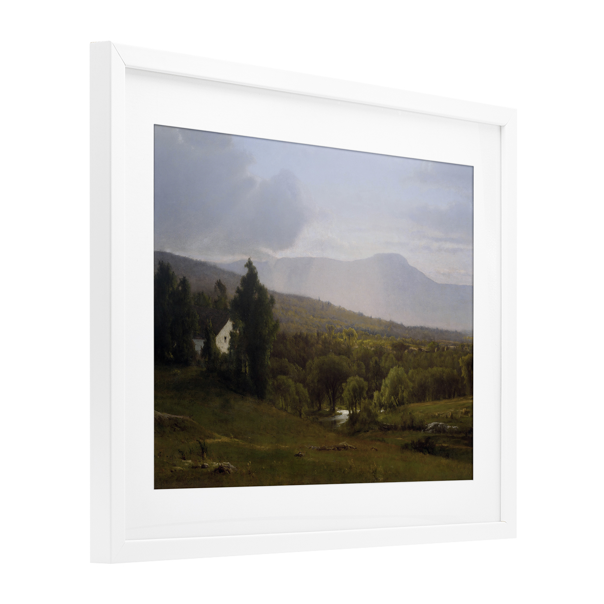 Cabins in Peaceful Vista White Framed Print Under Glass, design by Lettered and Lined