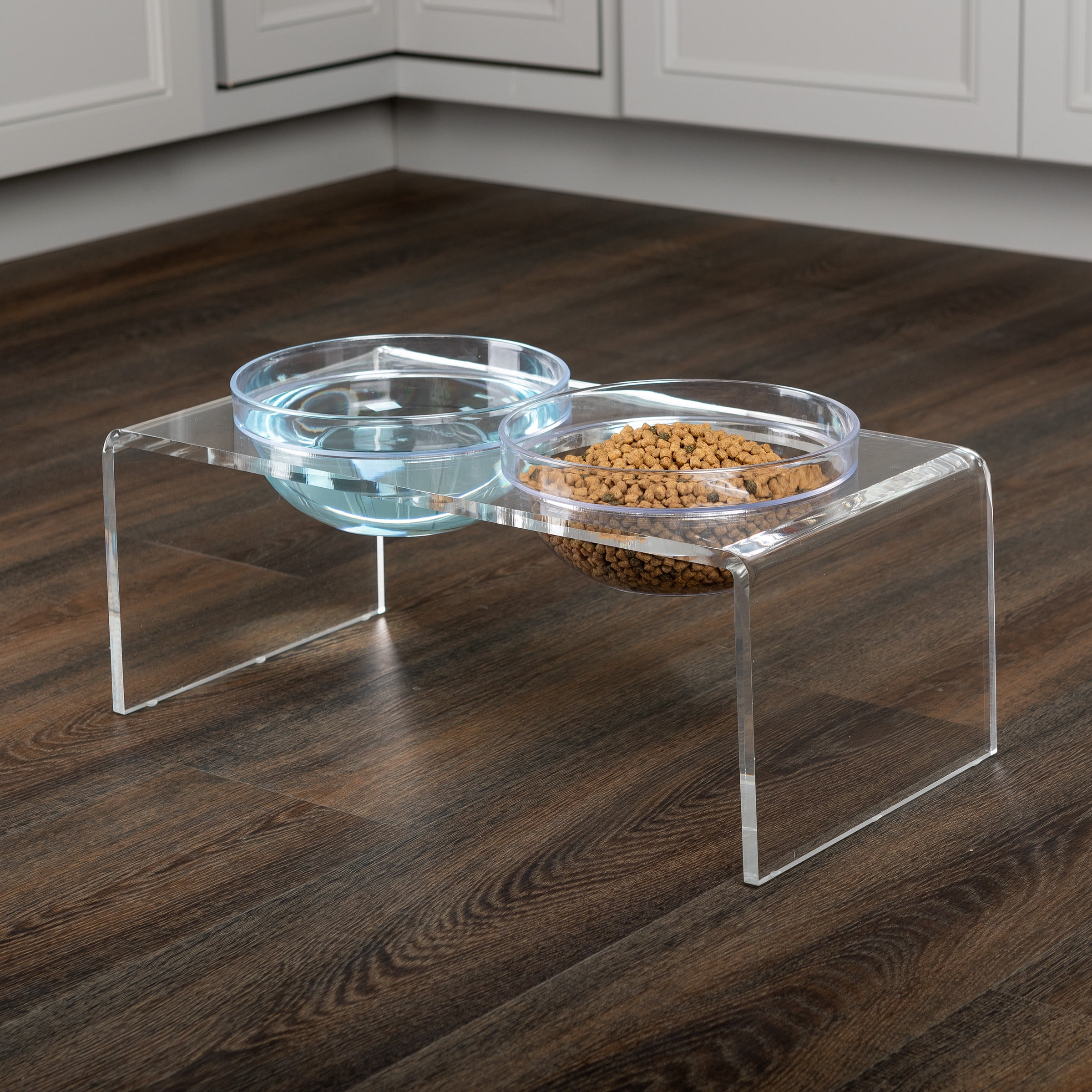 PETMAKER Elevated Dog and Cat Bowls Set - 7.1in Tall Acrylic Dog Bowl Stand