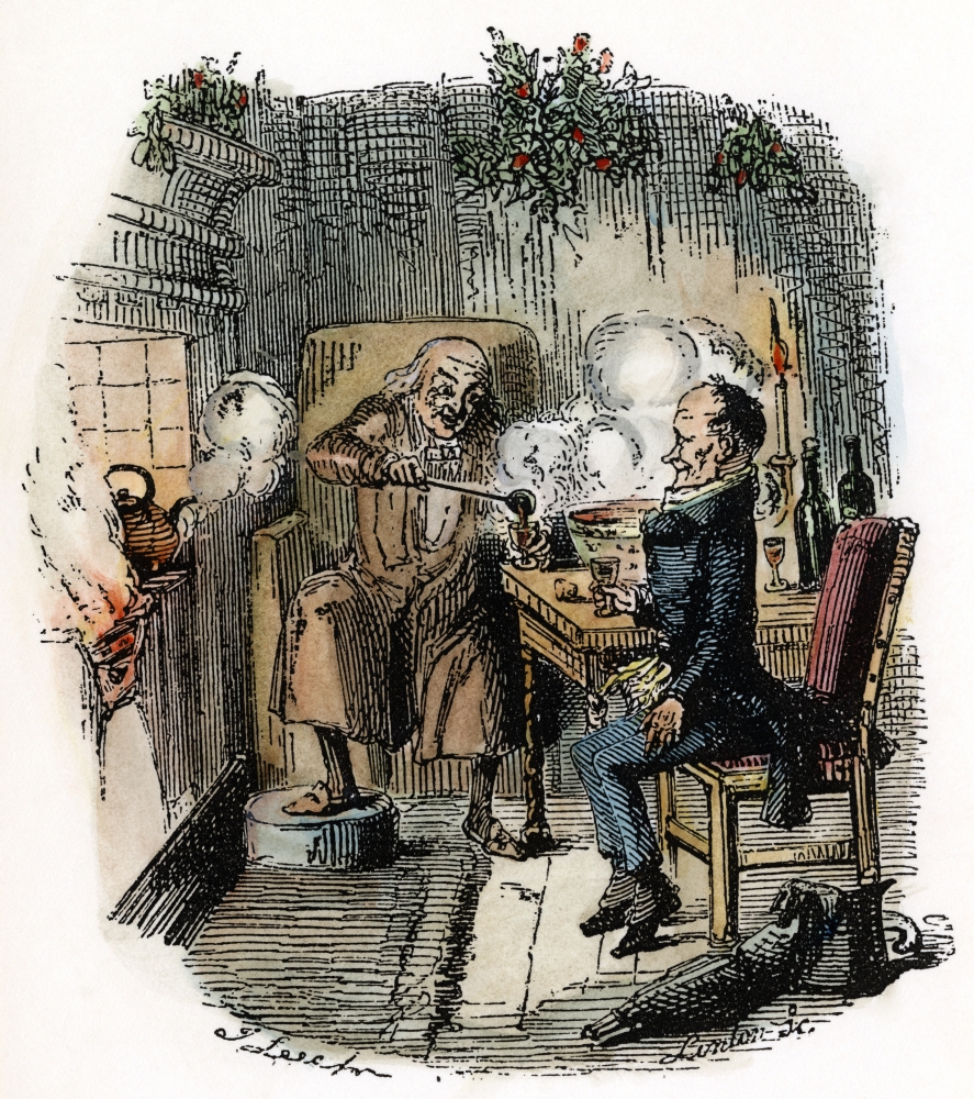 Dickens Christmas Carol 1843 Ebenezer Scrooge And Bob Cratchit Etching By John Leech From The 