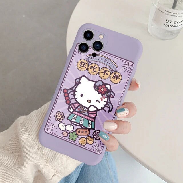 Phone Case for For Apple iphone 12 Pro Max 11 Mini Girls Anti-drop Cartoon Cinnamoroll Kuromi Hello Kitty Silicone Printed Cover LXY