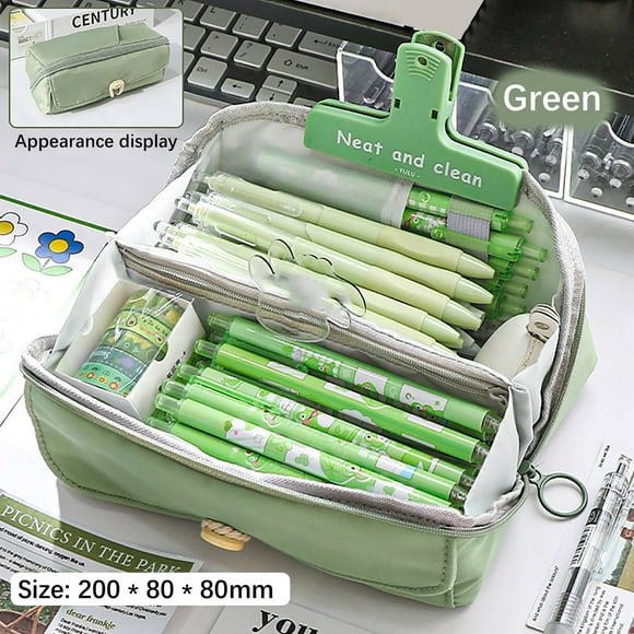 zanvin Pencil Case for School,Pencil Bag Large-capacity Stationery Box Girl Multi-function Pencil Case Schoolgirl Pencil Bag Office & School Supplies Clearance,Green