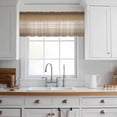 thumbnail image 3 of Brown Beige Valance Curtains for Kitchen/Living Room/Bathroom/Bedroom Window, Rod Pocket Small Topper Half Short Window Curtains Voile Sheer Scarf, Farmhouse Vintage Gradient Wooden Grain 60"x18", 3 of 8