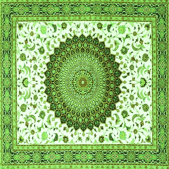 Ahgly Company Indoor Square Medallion Green Traditional Area Rugs, 4' Square