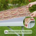 thumbnail image 6 of Beige Christmas Gingerbread Man Pattern Square Fitted Tablecloth with Elastic Edge,Square Table Cover,Washable Elastic Table Cover for Home Kitchen Party Decor 36"x36", 6 of 6