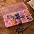 thumbnail image 3 of Plastic Storage Box, Pink Transparent 15-Grid, 1 Pack Portable Divider Container, Organizer for Small Jewelry Beads Hardware Crafts Sewing Supplies Pills Tiny Accessories Home Office Desktop Use, 3 of 5
