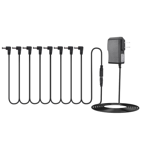Muslady Guitar Effect Pedal Power Supply Adapter with 8 Ways Daisy Chain Cable Power Line Right Angle