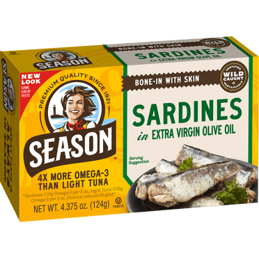 Season Brand Sardines, in Extra Virgin Olive Oil, 4.375 Oz
