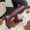thumbnail image 6 of Eltusu Women Mid Calf Boots, Non-Slip Waterproof Casual Low Heel Riding Boots Wine Size 9, 6 of 9