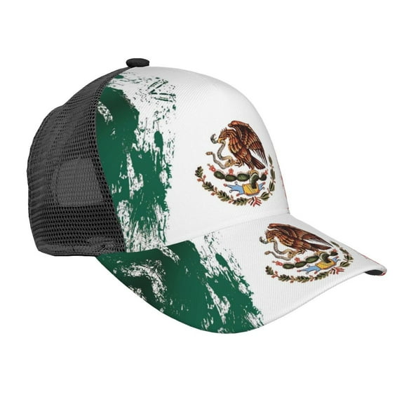 Curved Trucker Hat Mexican Flag Print Adjustable Mesh Back Baseball Snapback Cap For Men