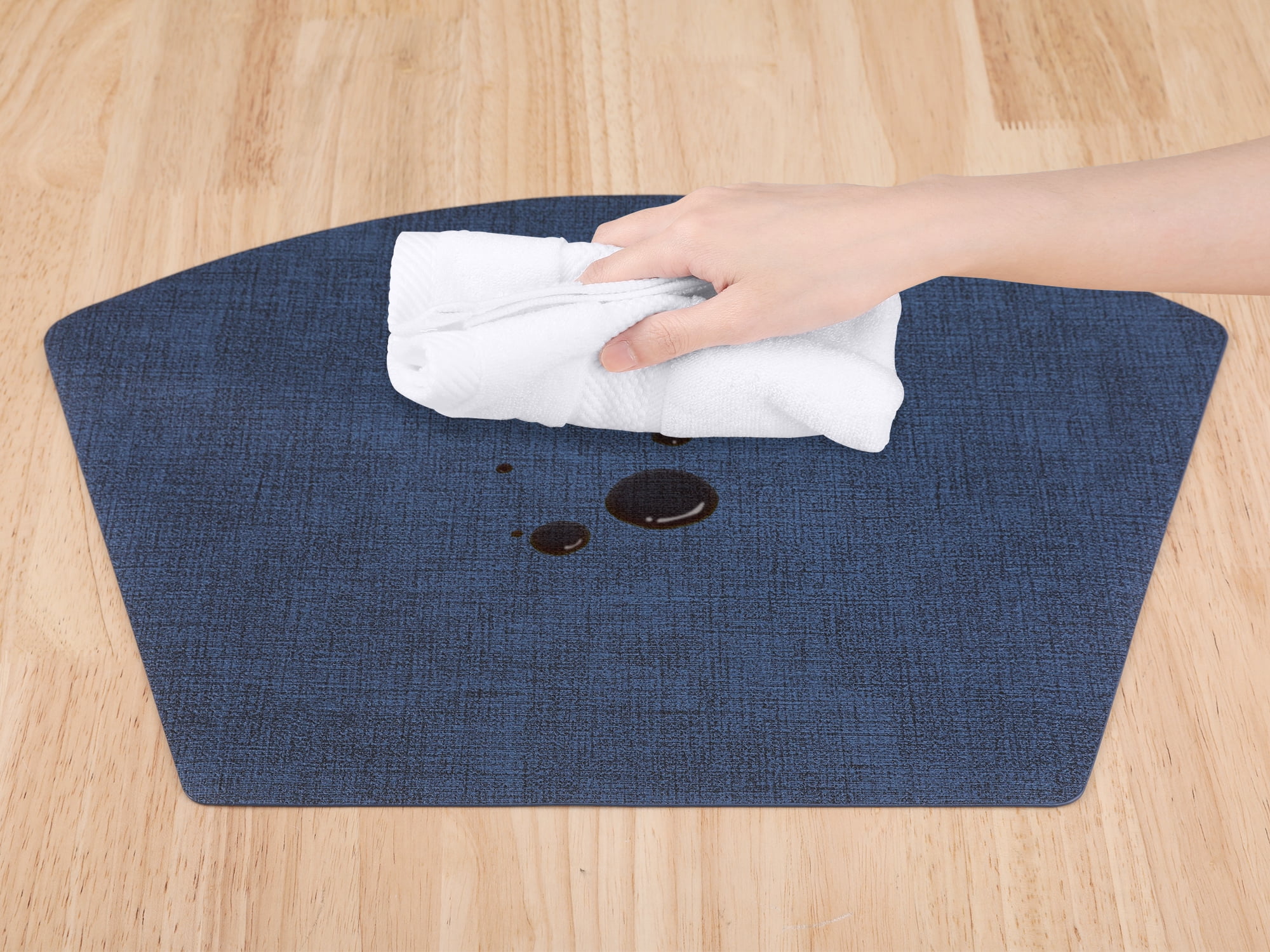 Unique Bargains Set of 6 Faux Leather Placemats Dark Blue