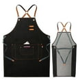 thumbnail image 3 of Shinycome Fashion Denim Apron for Chef Kitchen BBQ with Pockets Grill Baking Cooking Aprons for Women Men, 3 of 20