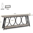 thumbnail image 5 of Extra Long Industrial Console Table 70.9 Inch - 2 Tier Storage Narrow Entryway Table, Grey Sofa Table Behind Couch for Living Room Hallway Foyer, 5 of 7