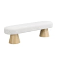 thumbnail image 5 of Dining for Dining Room, Upholstered Bedroom End of Bed Entryway , Boucle Ottoman for Living Room, 64"L Beige Stool Top Wood Leg 300 LBS Weight Capacity Beige + Foam + Boucle, 5 of 9