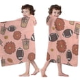 thumbnail image 4 of Pink Football and Drinks Pattern Hooded Bath Towel，60"x35" for Ages 3 To 12 Kids, Quick Dry Lightweight Soft Microfiber Hood Beach Towel Cover Up for Kids, 4 of 7