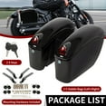 thumbnail image 4 of Universal Motorcycle Hard Saddlebags W/Lock & Lights for Honda Yamaha Harley Suzuki Kawasaki Cruiser Trunk Luggage Tour Black Saddle Bags, 4 of 10
