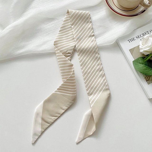Pañuelo de seda pequeño y largo verde para mujer, lazo fino y angosto para el cabello, lazo para bolso, decoración, cinta de regalo