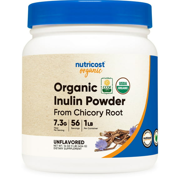 Nutricost Organic Inulin Powder 1LB, 7.5 Grams of Fiber Per Serving, Non-GMO Supplement