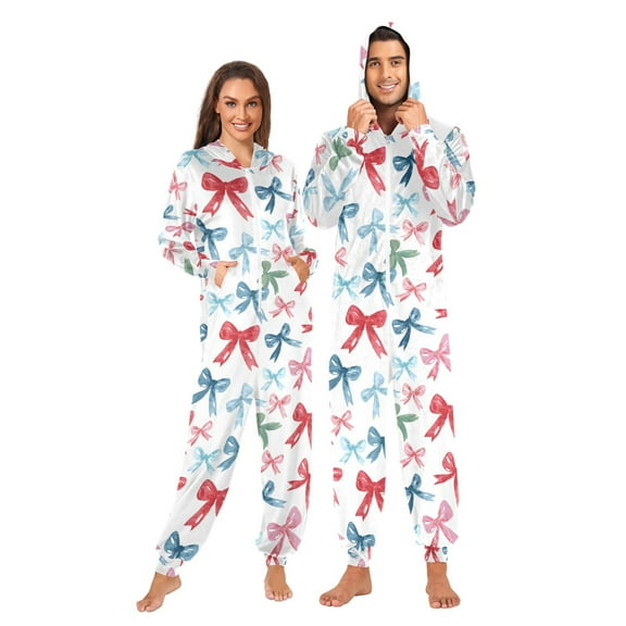 joogoo Watercolor Bows Unisex Adults Onesies Pajamas Jumpsuits L