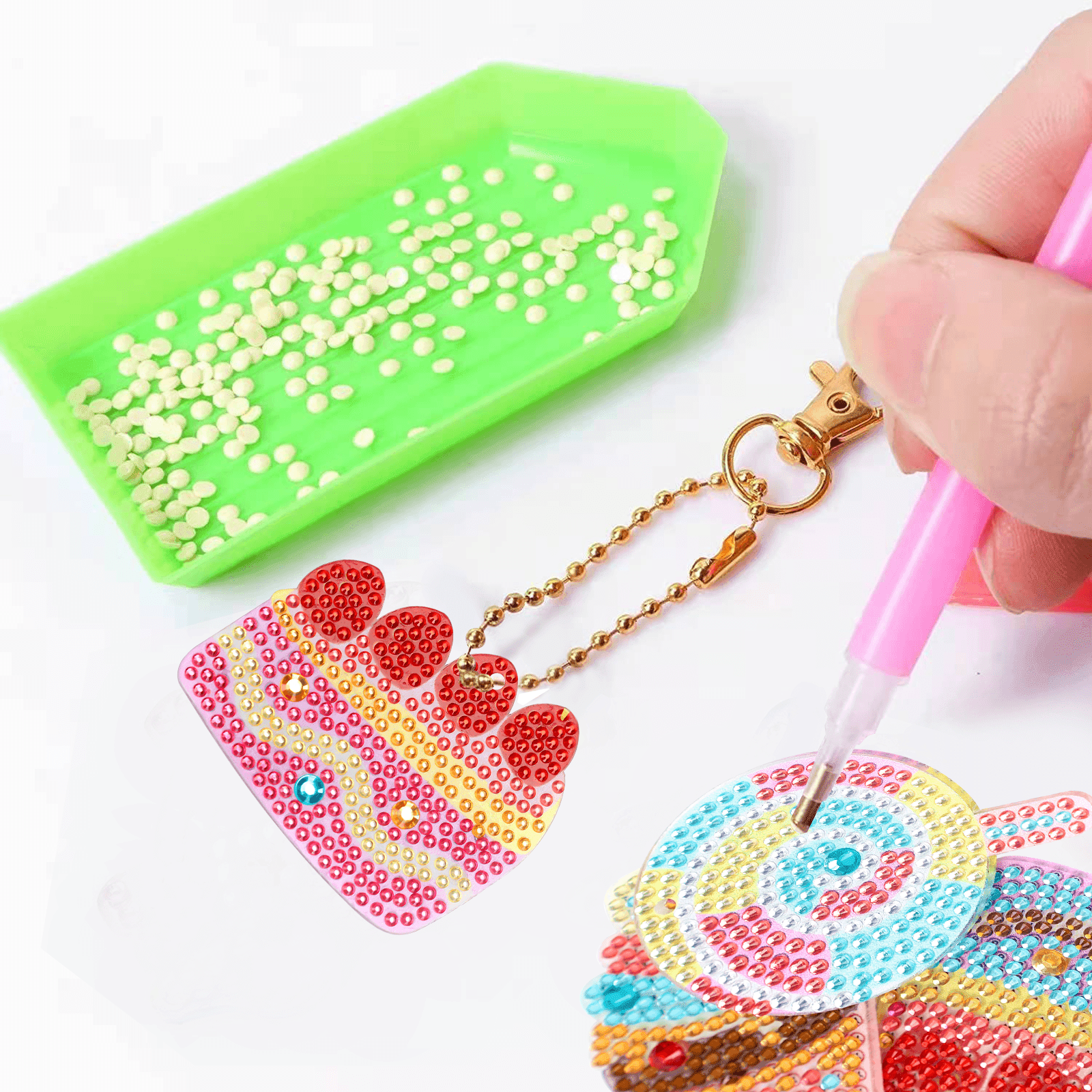 Bake free Adhesive Painting Set DIY Keychain for Kids DIY Glue Painting  Keychain Set with 4/6 colors