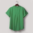 thumbnail image 3 of QLEICOM Womens Summer Tops Oversized T-shirts Button Solid Short Sleeve Casual Loose Tunic Tank Tops Women Shirts Blouses Green XXL, 3 of 5