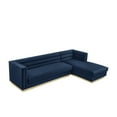 thumbnail image 3 of Inspired Home Anniston Velvet Upholstered Chaise Sectional Sofa w/ Gold Base, (Left), Navy, 3 of 10
