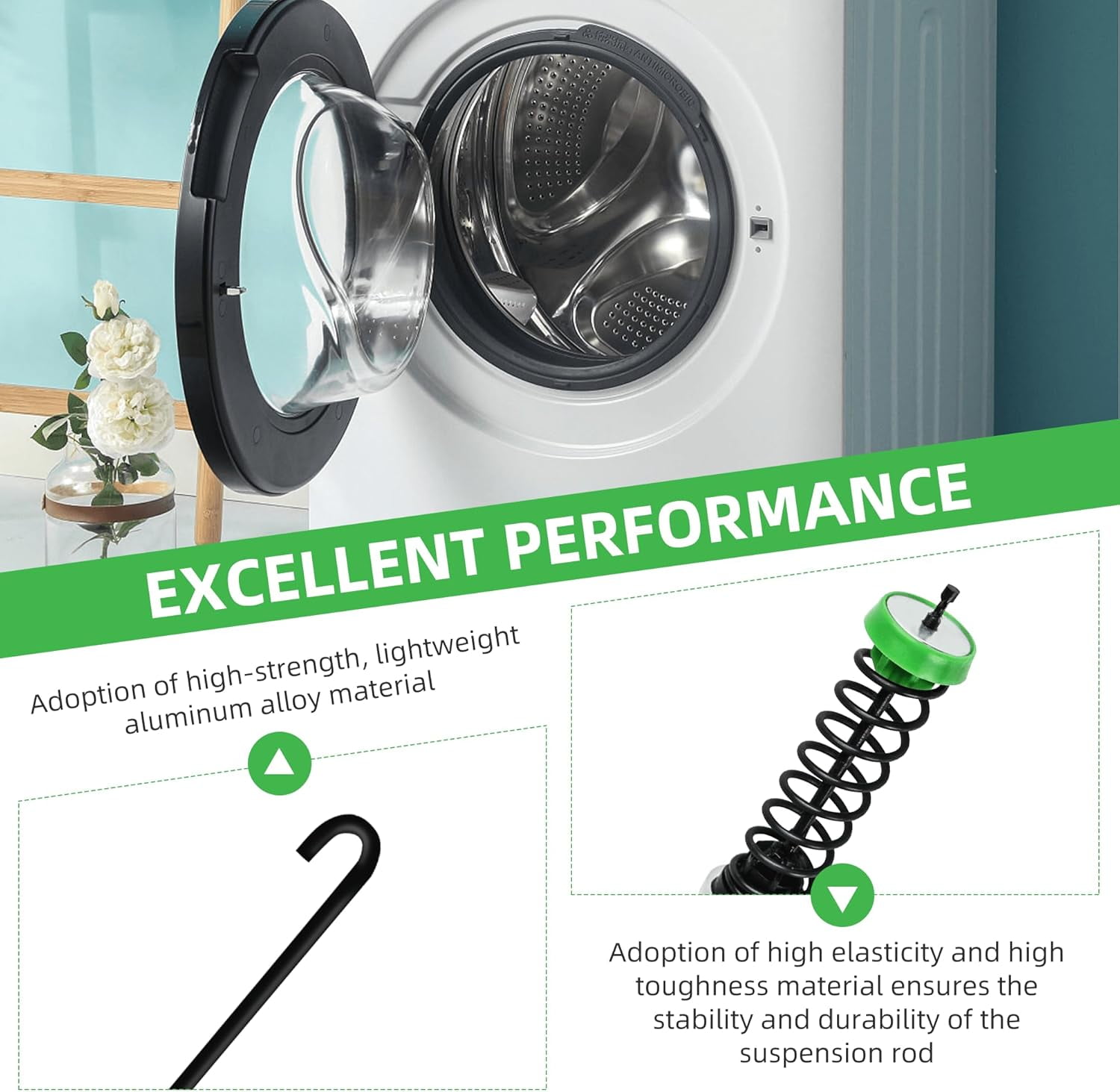 Upgraded W11130362 WTW5000DW2 WTW5000DW3 WTW5000DW1 MVWX655DW1 MVWC565FW2 MVWC565FW1 Washer Suspension Rod Kit for Whirlpool Maytag Kenmore Washer - Replaces W10594080 W10735786 W10748956