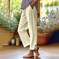 thumbnail image 2 of WERYOUNG Women's Casual Pants Solid Color Elastic Waist Trousers Everyday Wear Loose Fit Straight Leg Pant With Pockets Outdoor Sport Breathable Cozy Trouser, 2 of 6