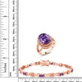 thumbnail image 2 of Gem Stone King 11.59 Ct Oval Purple Amethyst 18K Rose Gold Plated Silver Ring and Bracelet Jewelry Set (Size 6), 2 of 3