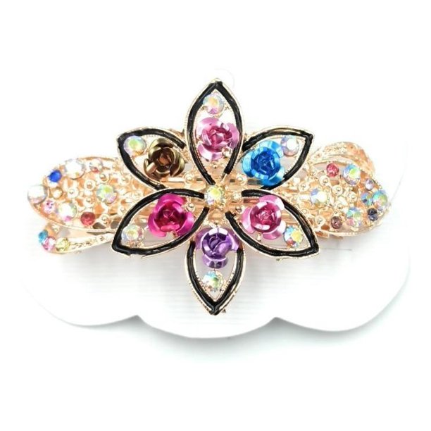 Broche Frances Metalico Para El Cabello Flores De Colores multicolor An Broche flores