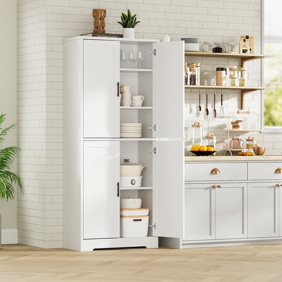 Ataucjin 70inch Kitchen Pantry Cabinet, Freestanding Pantry Storage Cabinet with Doors and Shelves, Modern Tall Cabinet for Bathroom, Dining Room, Living Room