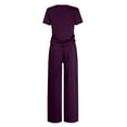 thumbnail image 7 of cfhntfmh Lounge 2 Piece Sets Summer Short Sleeve Ruched Tops Wide Leg Pants Tracksuit Matching Outfits, 7 of 7