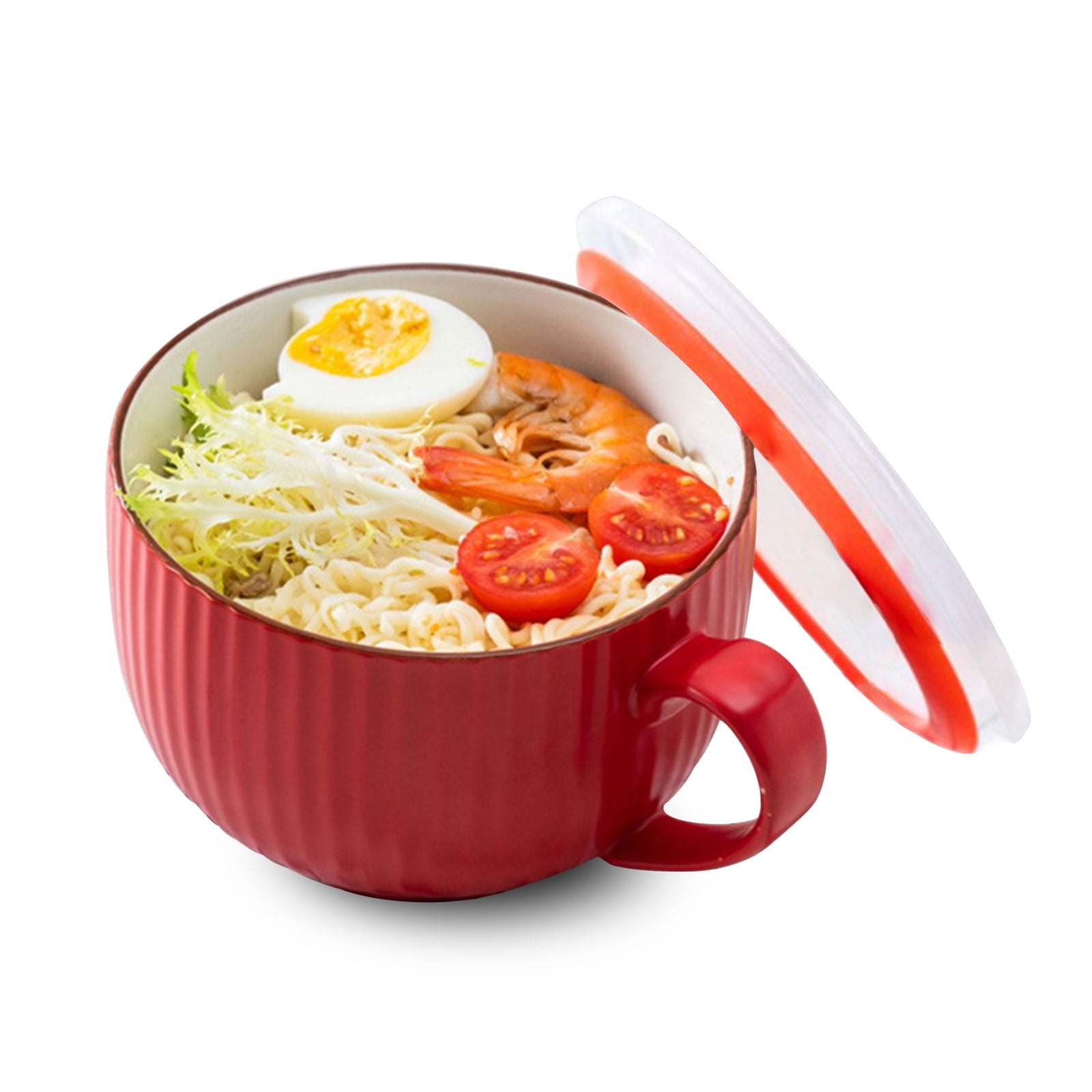 Qeeadeea Ceramic Soup Bowls With Lid, Large Soup Cup With Handle, Small