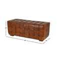 thumbnail image 4 of DecMode Teak Wood Tufted Upholstered Leather Bench, Brown, 4 of 14
