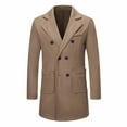 thumbnail image 4 of Chiccall Mens Double Breasted Trench Coat Mid Long Pea Coat Notched Lapel Winter Casual Warm Wool Overcoat with Pockets, 4 of 8