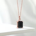 thumbnail image 4 of Gem Stone King 18K Rose Gold Plated Silver Black Onyx and White Created Sapphire Pendant Necklace for Women (3.17 Cttw, Gemstone December Birthstone, Emerald Cut 10X8MM with 18 inch Silver Chain), 4 of 4