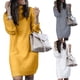 thumbnail image 4 of Vestido suelto de invierno para mujer, vestido hasta la rodilla, manga larga, cuello alto de otoño, suéter de punto cálido, vestido hasta la rodilla, 4 of 5