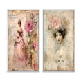 thumbnail image 2 of Designart "Victorian Lady Amid Rustic Pink Roses I" Rose Framed Wall Art Set Of 2 - Traditional Pink Framed Wall Art Set Of 2, 2 of 6