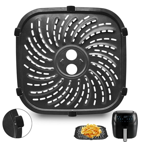 GCQ Air Fryer Replacement Parts for Vortex Pro 8 QT Air Fryer, Oval 10''*10''Food Grade Stainless Steel Air Fryer Accessories Grill Pan Grill Plate Crisper Plate Tray Rack with Rubber Bumpers
