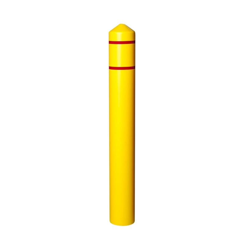 1PK Eagle 4" Round HDPE Bollard Cover Post Protector Sleeve, Yellow