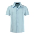 thumbnail image 3 of Linen Shirts For Men Qiggri Men's Short Sleeve Linen Turn Down Collar Button Shirt Casual Beach Sports Style Top Shirt Mens Button Down Short Sleeve Shirt, 3 of 4