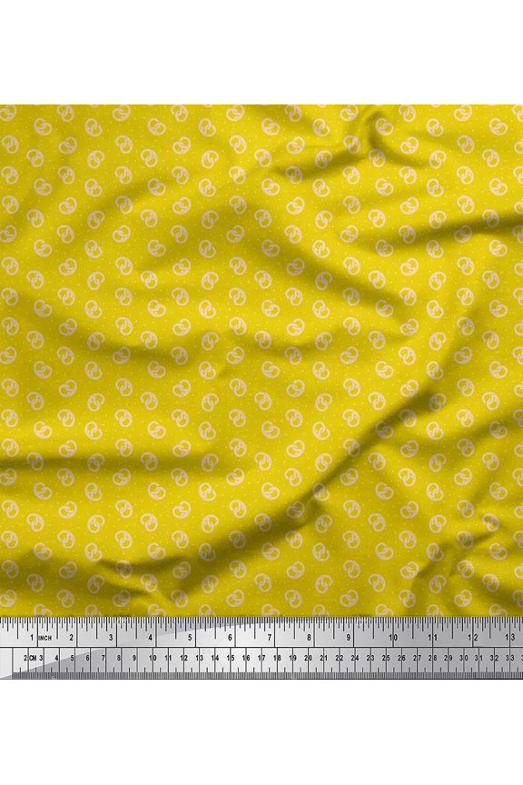 Poly Georgette Fabric Dot & Pretzels Food Print Sewing Fabric Yard 52 Inch Wide
